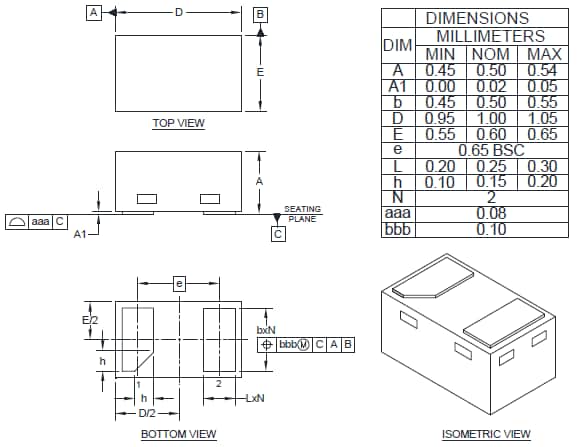 Mechanical Drawing - Semtech RCLAMP2891PQ TVS Diode